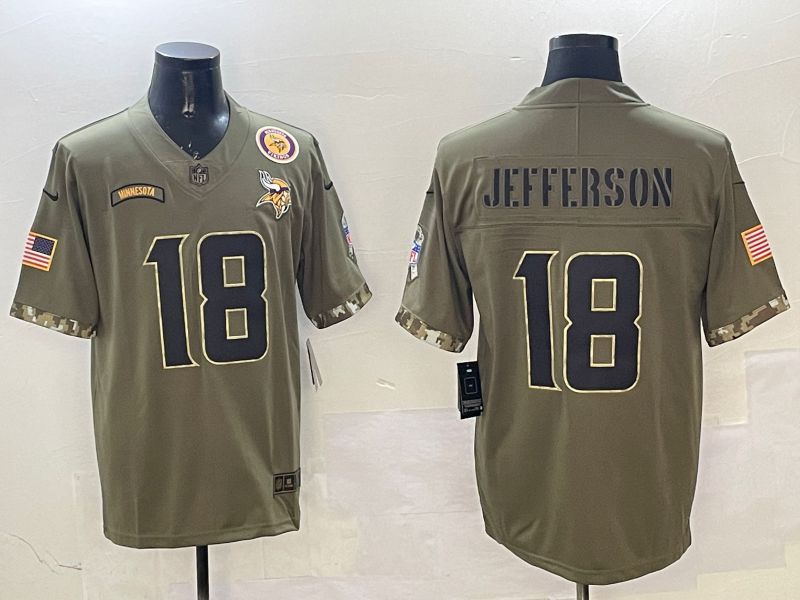 Men Minnesota Vikings #18 Jefferson Green Nike 2025 Salute to Service Limited NFL Jersey style 2->oakland raiders->NFL Jersey